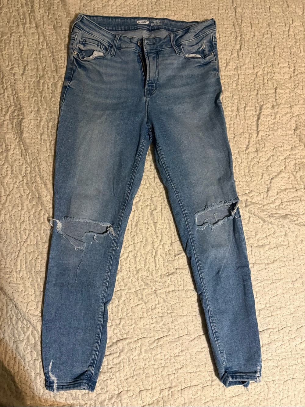 Old Navy High-Rise Distressed Light Blue Skinny Jeans